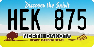 ND license plate HEK875