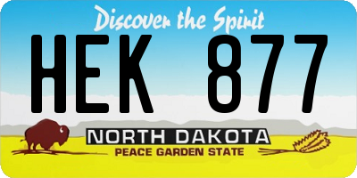 ND license plate HEK877
