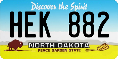 ND license plate HEK882