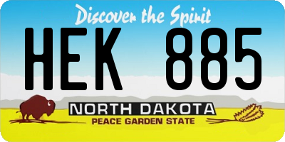 ND license plate HEK885