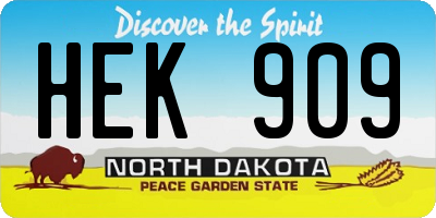 ND license plate HEK909