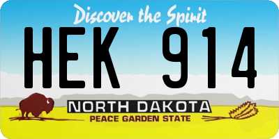 ND license plate HEK914