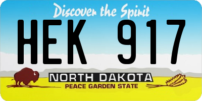 ND license plate HEK917