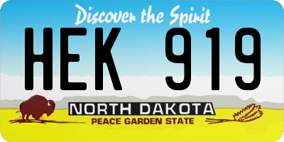 ND license plate HEK919