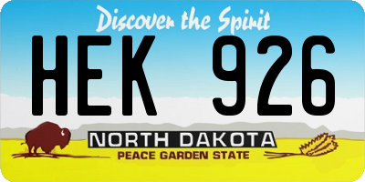 ND license plate HEK926