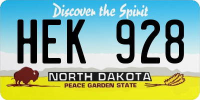 ND license plate HEK928