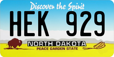 ND license plate HEK929