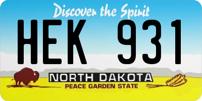 ND license plate HEK931