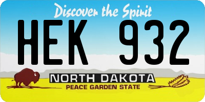 ND license plate HEK932