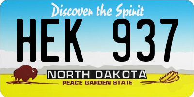 ND license plate HEK937