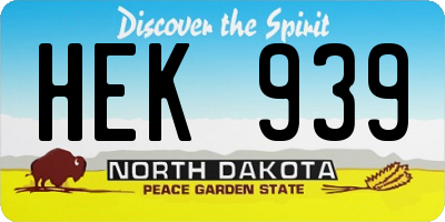 ND license plate HEK939