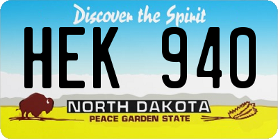 ND license plate HEK940