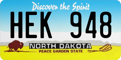 ND license plate HEK948