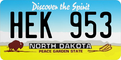ND license plate HEK953