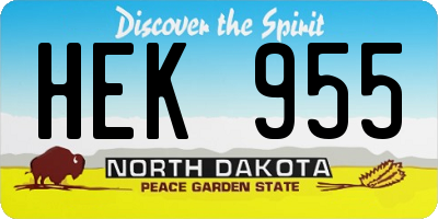 ND license plate HEK955