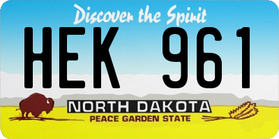 ND license plate HEK961