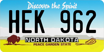 ND license plate HEK962