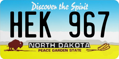 ND license plate HEK967