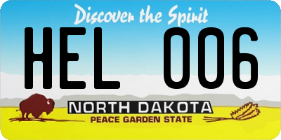 ND license plate HEL006