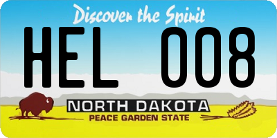 ND license plate HEL008