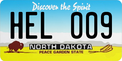 ND license plate HEL009