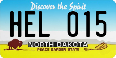 ND license plate HEL015