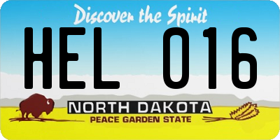 ND license plate HEL016