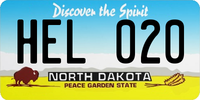 ND license plate HEL020