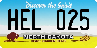 ND license plate HEL025