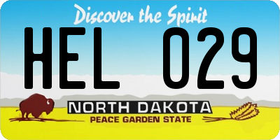 ND license plate HEL029