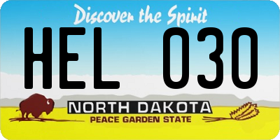 ND license plate HEL030