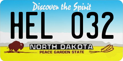ND license plate HEL032
