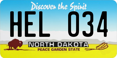 ND license plate HEL034