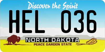 ND license plate HEL036