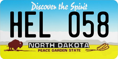 ND license plate HEL058