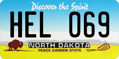 ND license plate HEL069