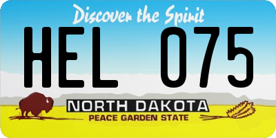 ND license plate HEL075