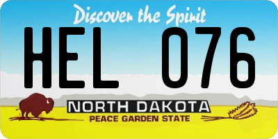 ND license plate HEL076