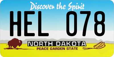 ND license plate HEL078