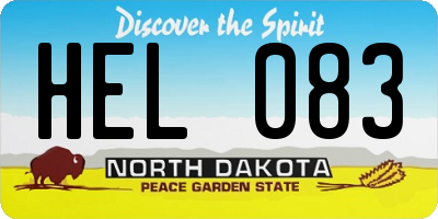 ND license plate HEL083