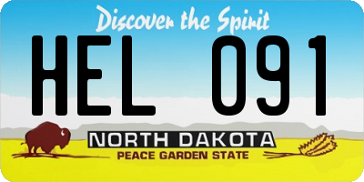 ND license plate HEL091