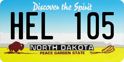 ND license plate HEL105