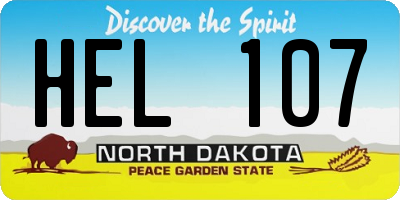 ND license plate HEL107