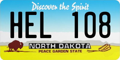 ND license plate HEL108