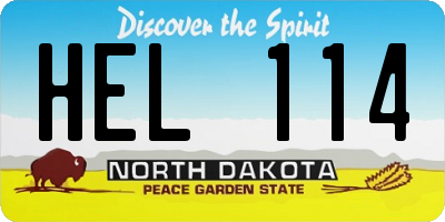ND license plate HEL114