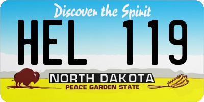 ND license plate HEL119