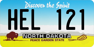 ND license plate HEL121