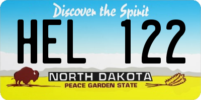 ND license plate HEL122