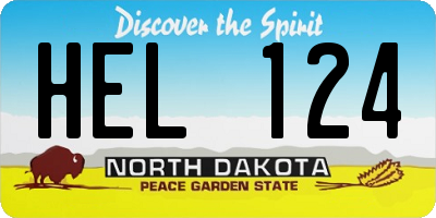ND license plate HEL124