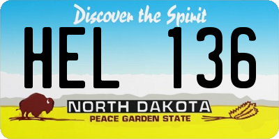 ND license plate HEL136